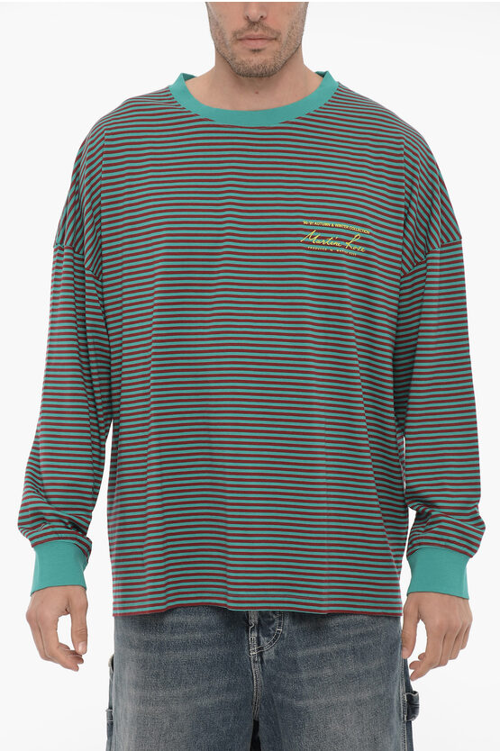 Martine Rose Striped Long-sleeved T-shirt In Blue