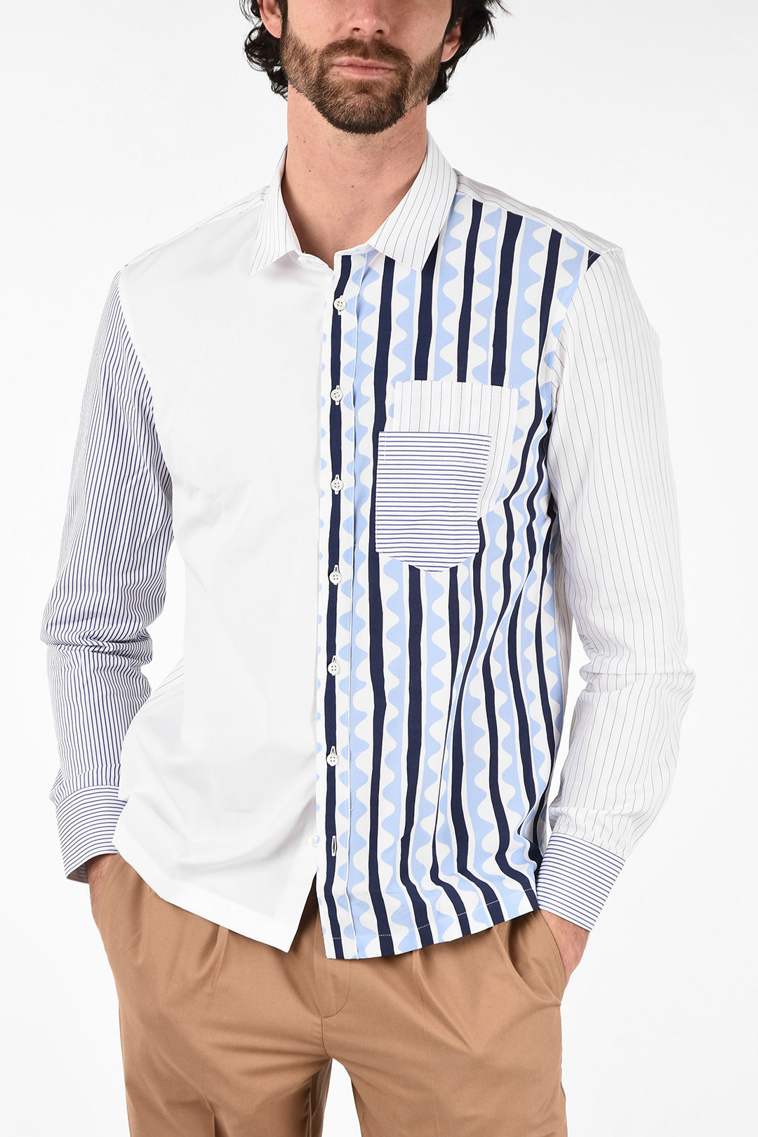Neil Barrett Striped Loose Fit Shirt with Double Patch Pockets men ...