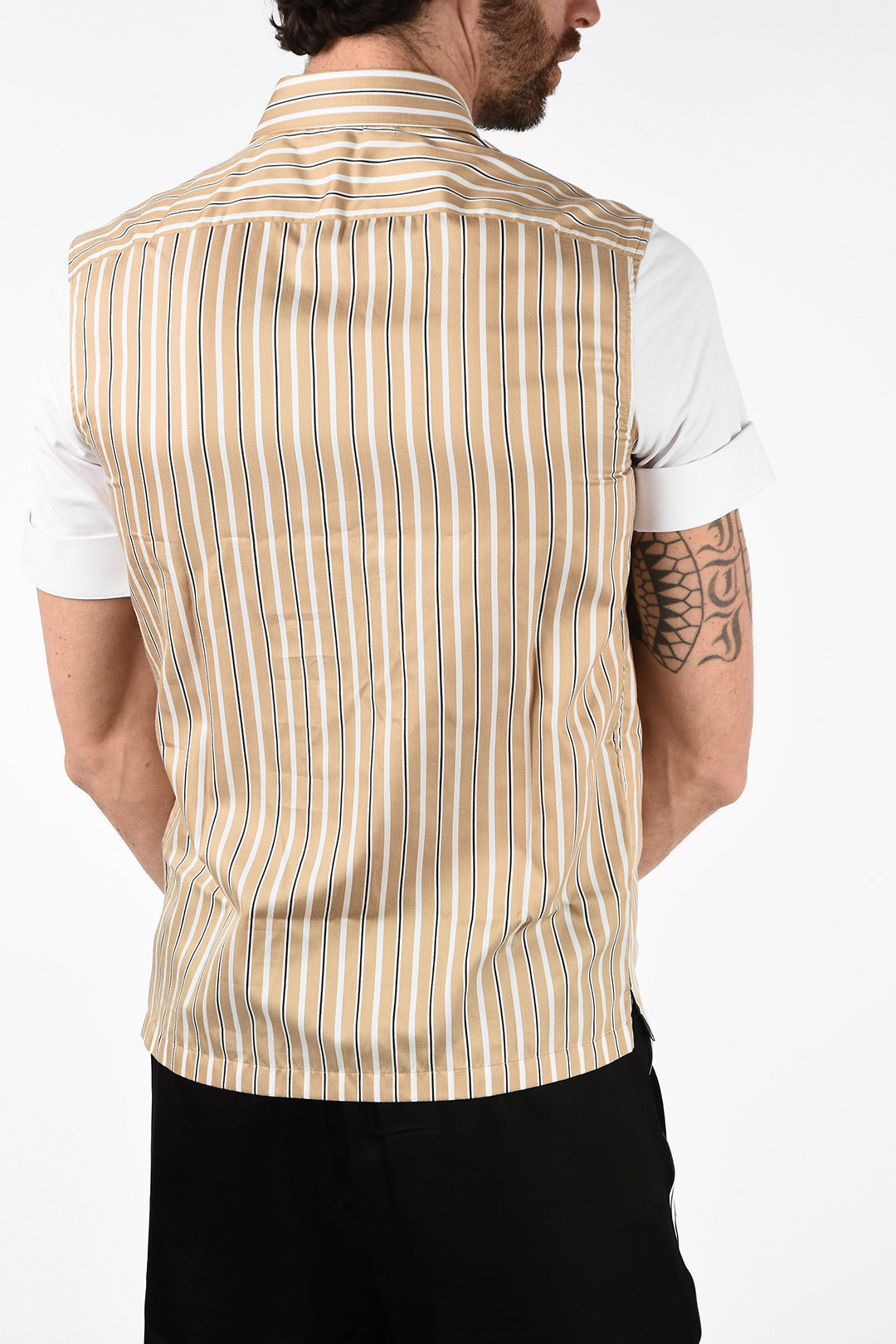 Neil Barrett Striped Loose Fit Shirt with Hidden Closure men - Glamood