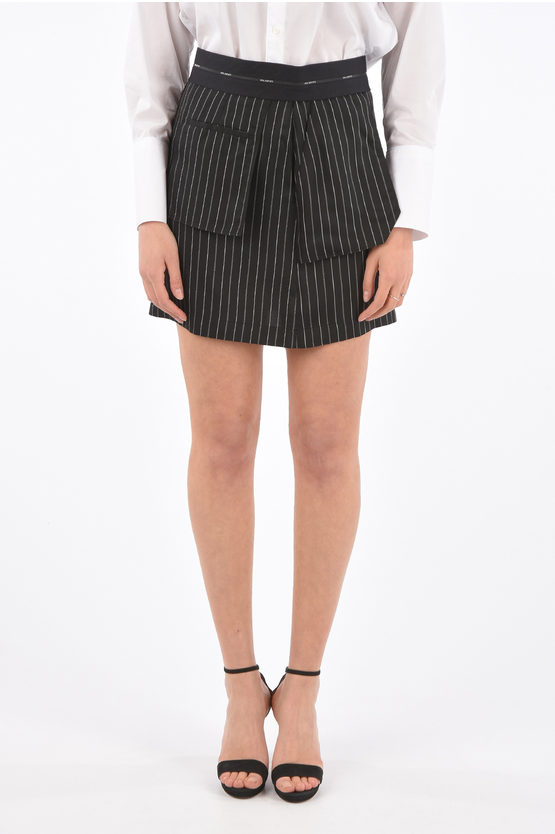 Neil Barrett Striped Mini A-line Skirt In Black