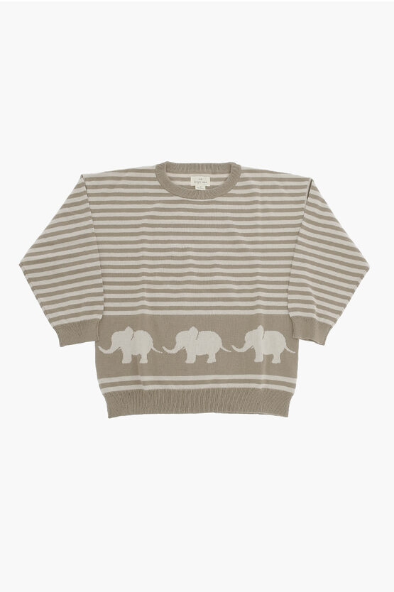 Shop Konges Slojd Striped Organic Cotton Crewneck Loui Sweater With Elephant E