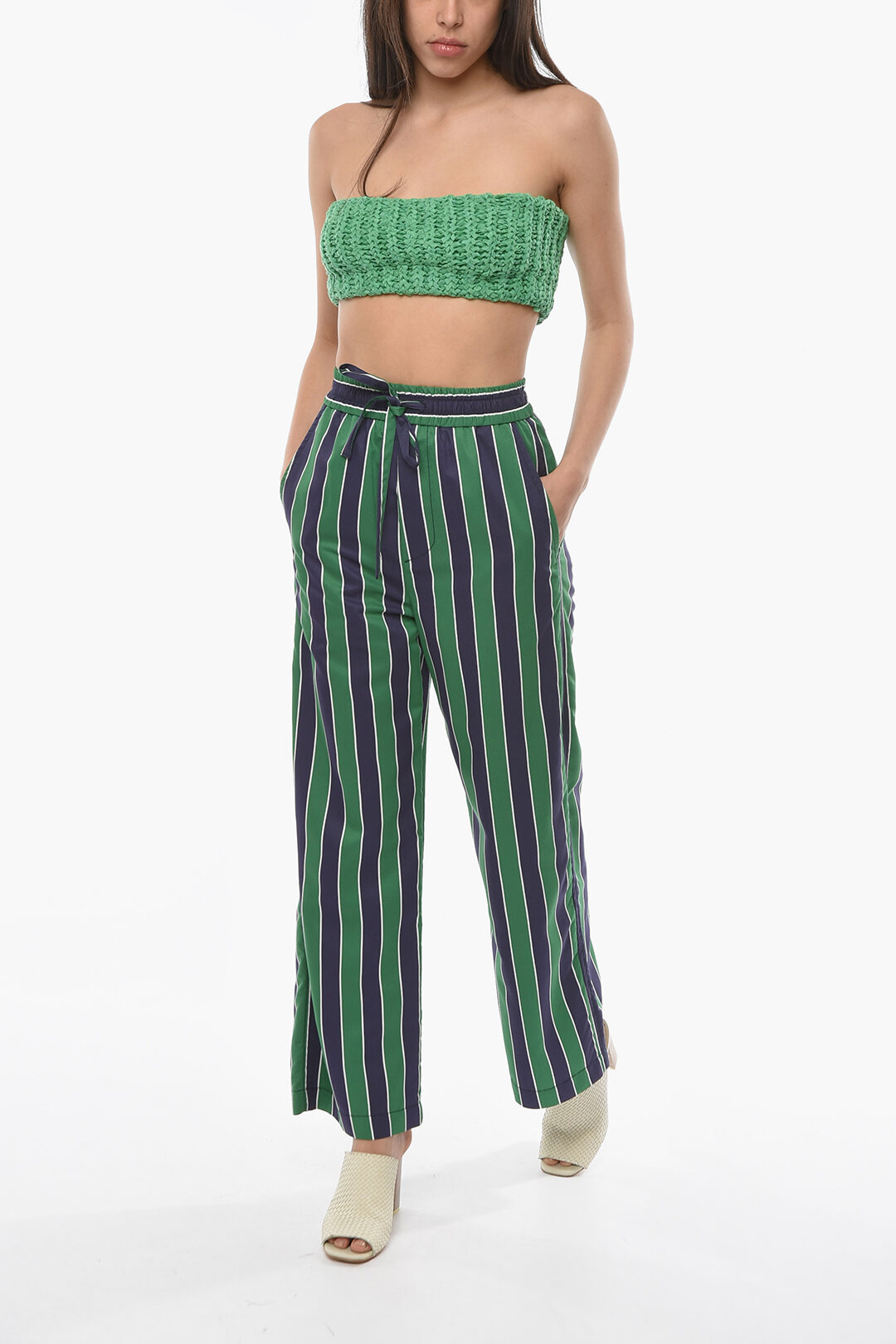 Sexy Ladies Striped Wide Leg Pants (No Stretch) - The Little Connection