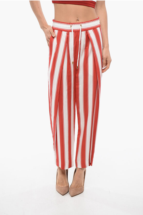 BALMAIN STRIPED PANTS WITH DRAWSTINGS