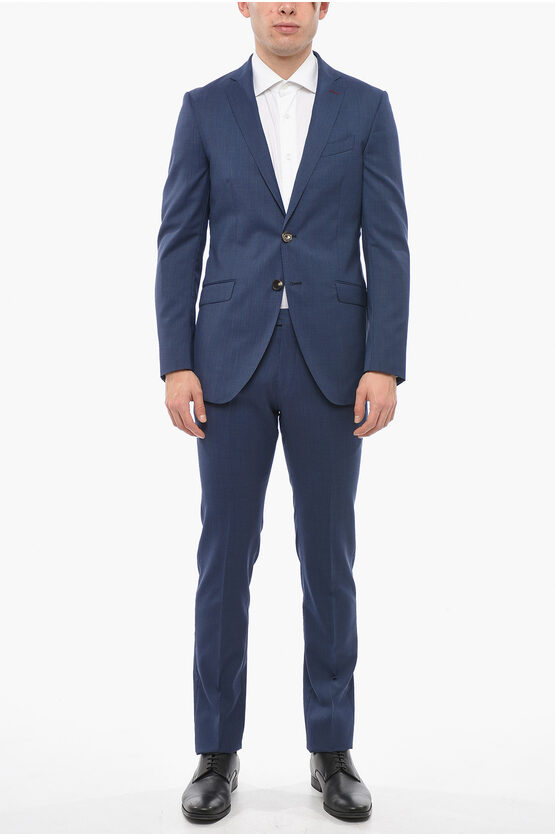 Etro Striped-patterned Suit With Flap Pockets In Blue