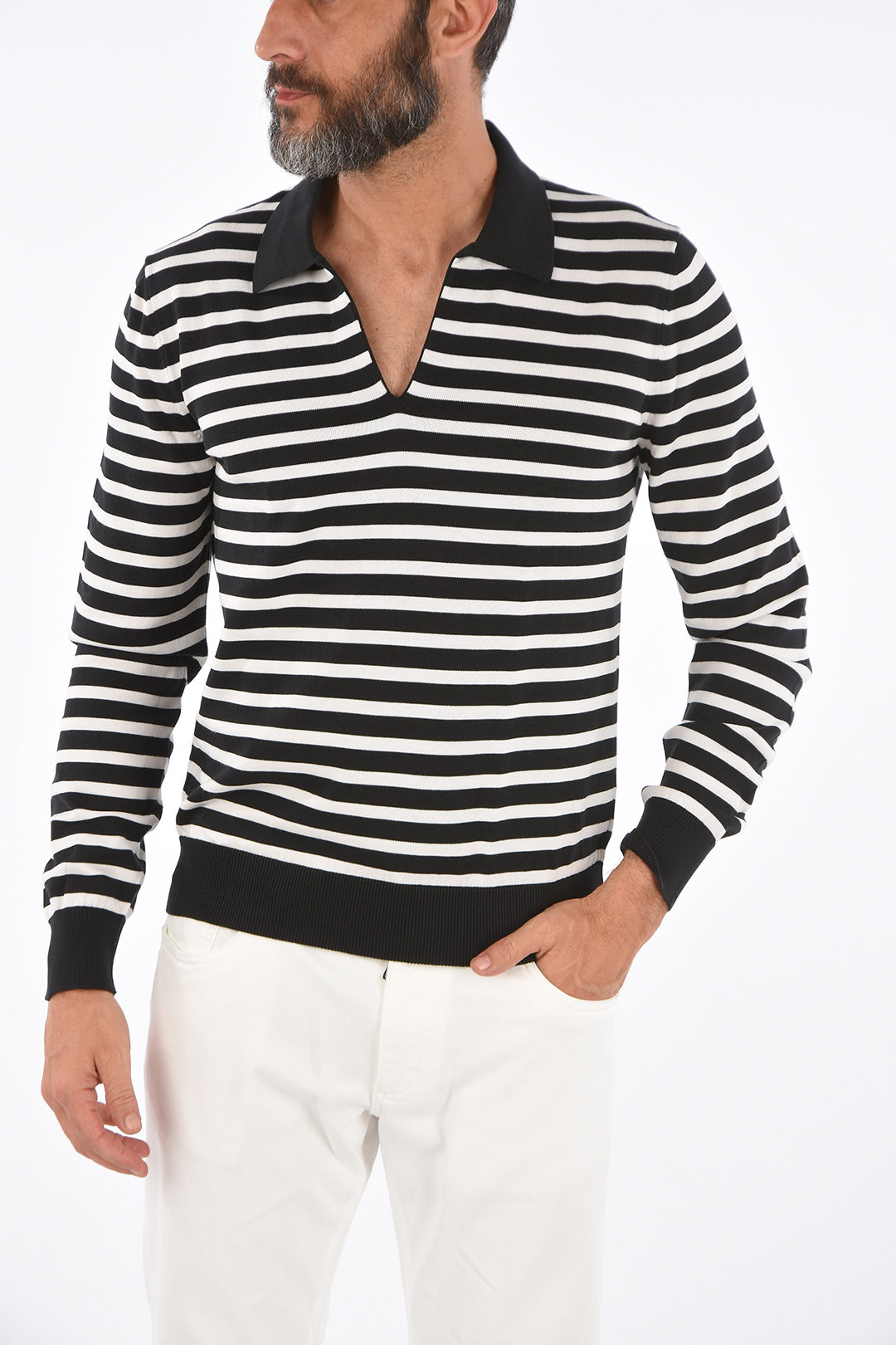 Dolce & Gabbana striped polo shirt without button men - Glamood Outlet