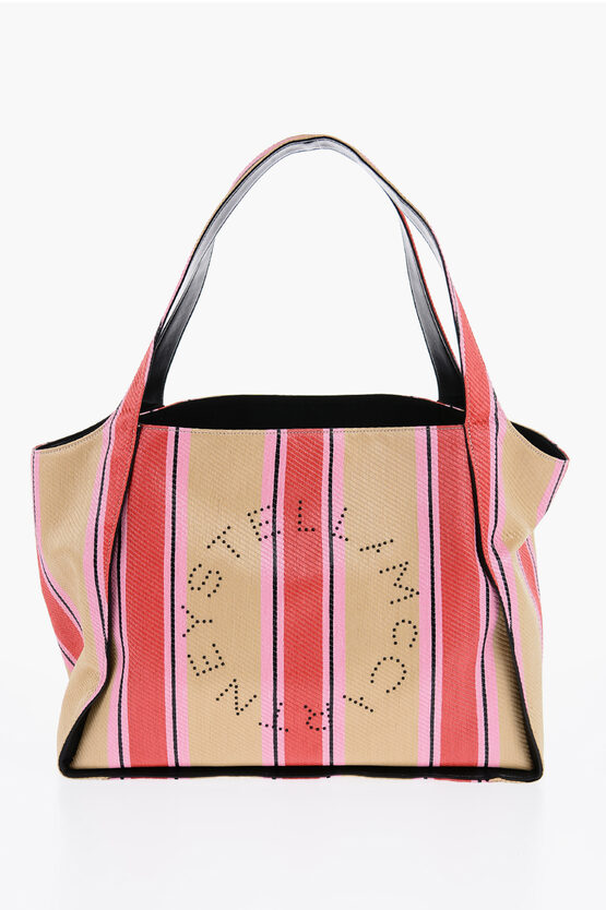 Shop Stella Mccartney Striped Raffia Tote Bag