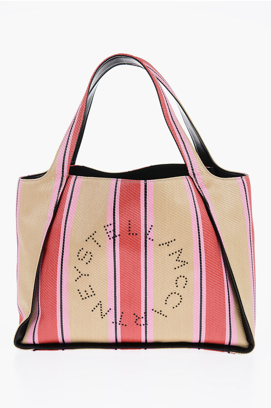 Shop Stella Mccartney Striped Raffia Tote Bag