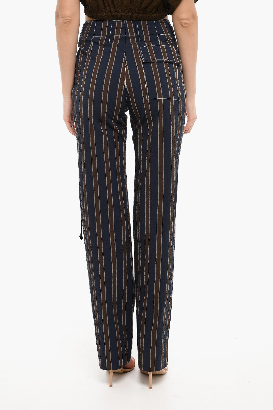 STRIPED TROUSERS WITH STRETCH WAIST - Relaxed fit - Trousers