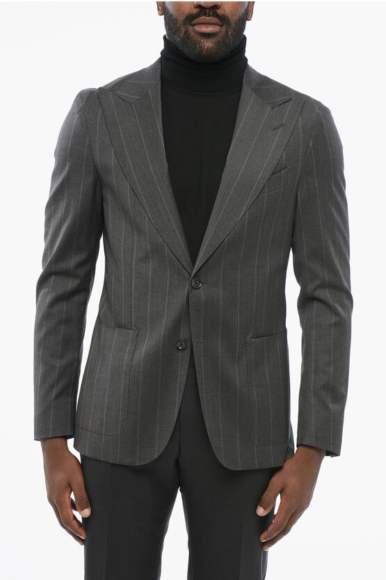 Corneliani Striped Reward Blazer With Peak Lapel In Gray