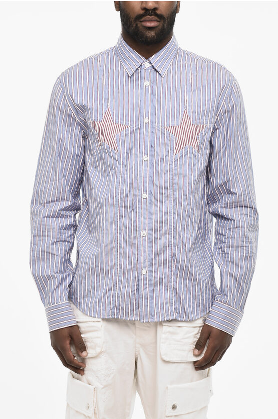 Dsquared2 Striped Shirt With Frontal Stars