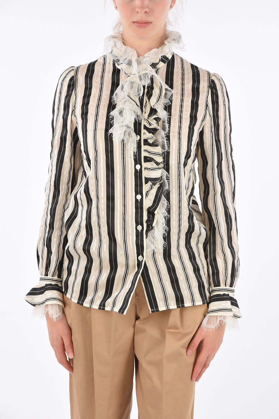 Tory Burch Striped Shirt with Tulle Application women - Glamood Outlet