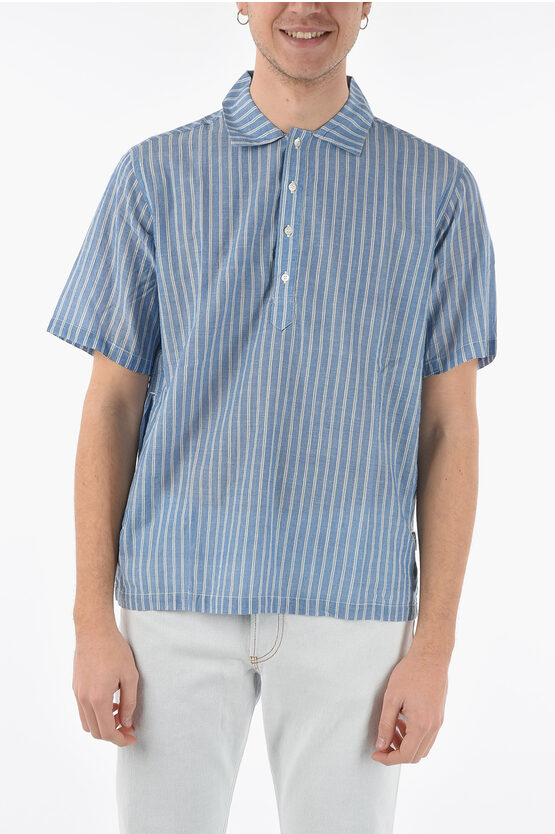 Aspesi Striped Short Sleeved Shirt With Pockets In Multi