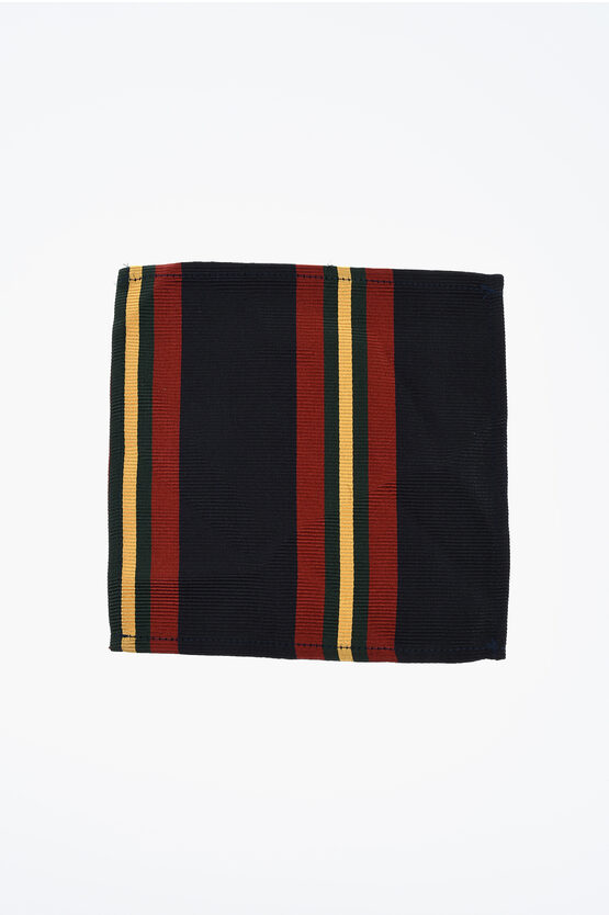 Dsquared2 Striped Silk And Cotton Pocket Square In Multi