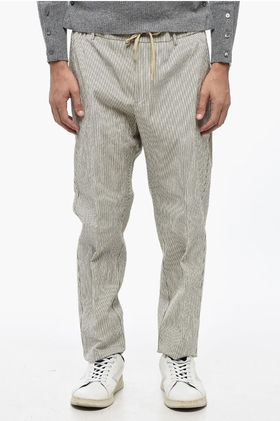 Berwich Striped Spiaggia Casual Pants With Drawstring Waist
