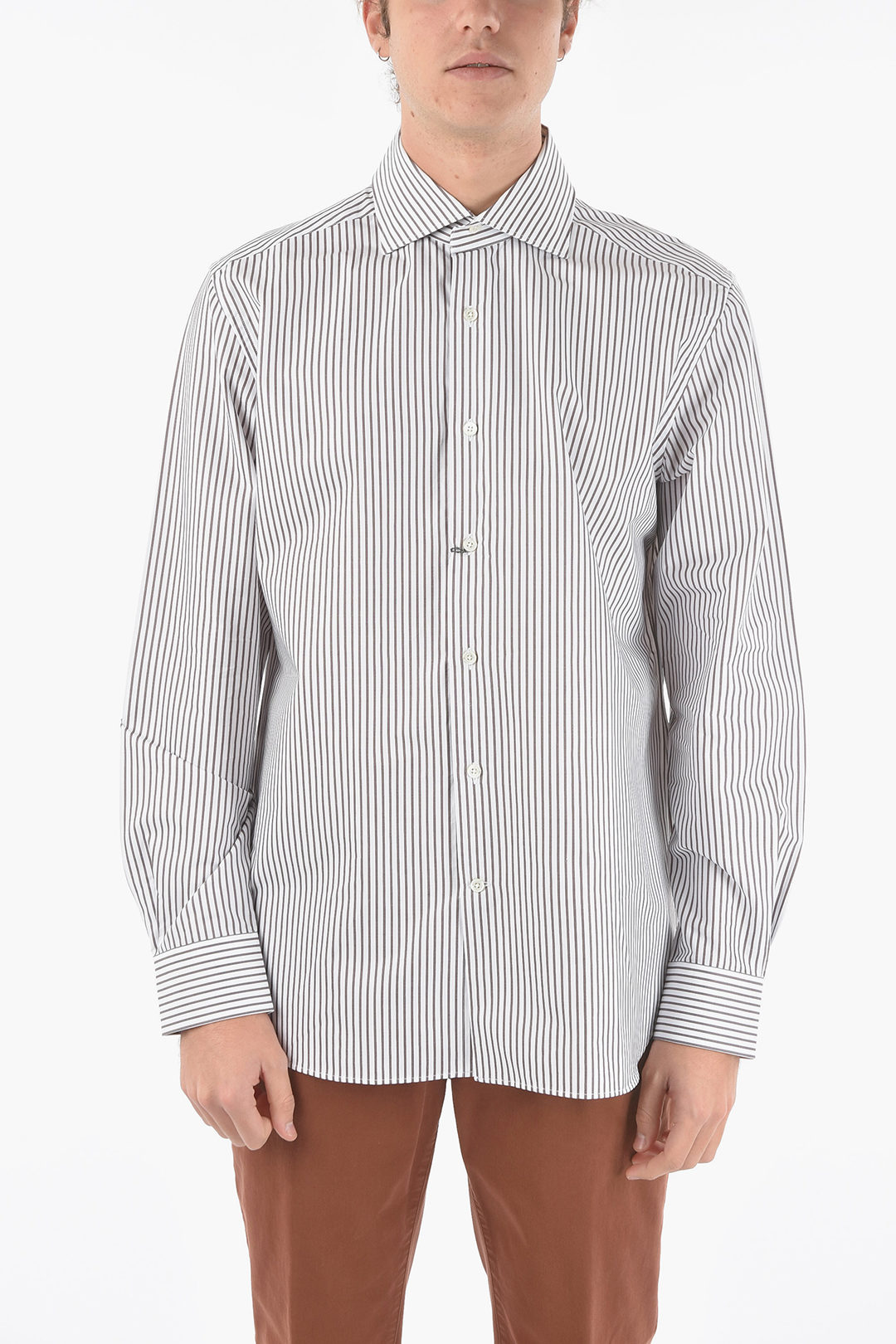 Corneliani Striped Spread Collar Shirt men - Glamood Outlet