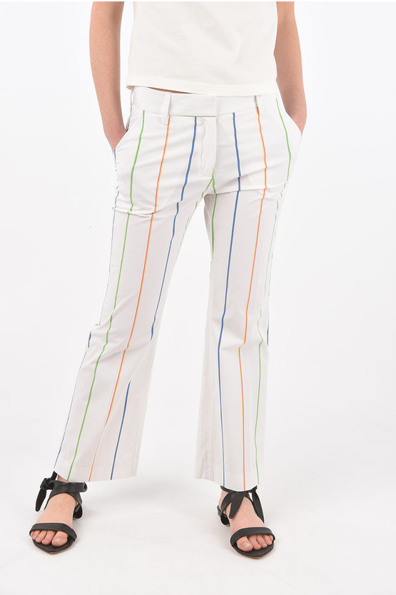 True Royal Striped Stretch Cotton Sandy Pants In White