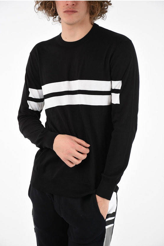 Neil Barrett Striped Sweater In Black
