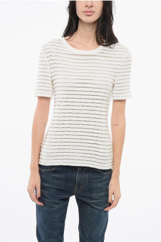Ermanno Scervino Crystal-embellished Ribbed Blouse