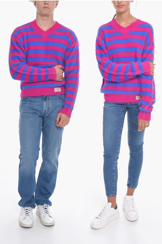 Shop Andersson Bell Striped Two-tone Unisex Hairy Sweater