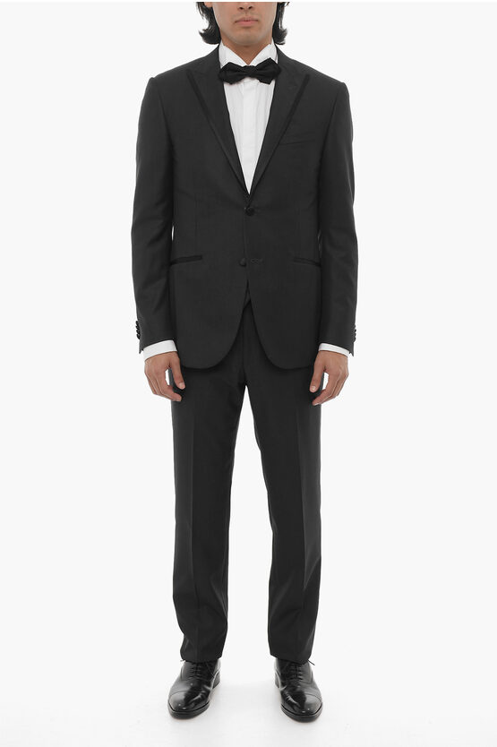 Corneliani Striped Virgin Wool Cerim.academy 3-piece Waistcoat Suit Wit In Black