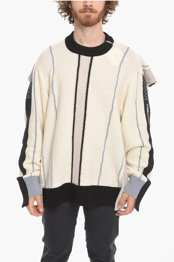 Ambush Striped Wool Blend Folding Sweater In Multi