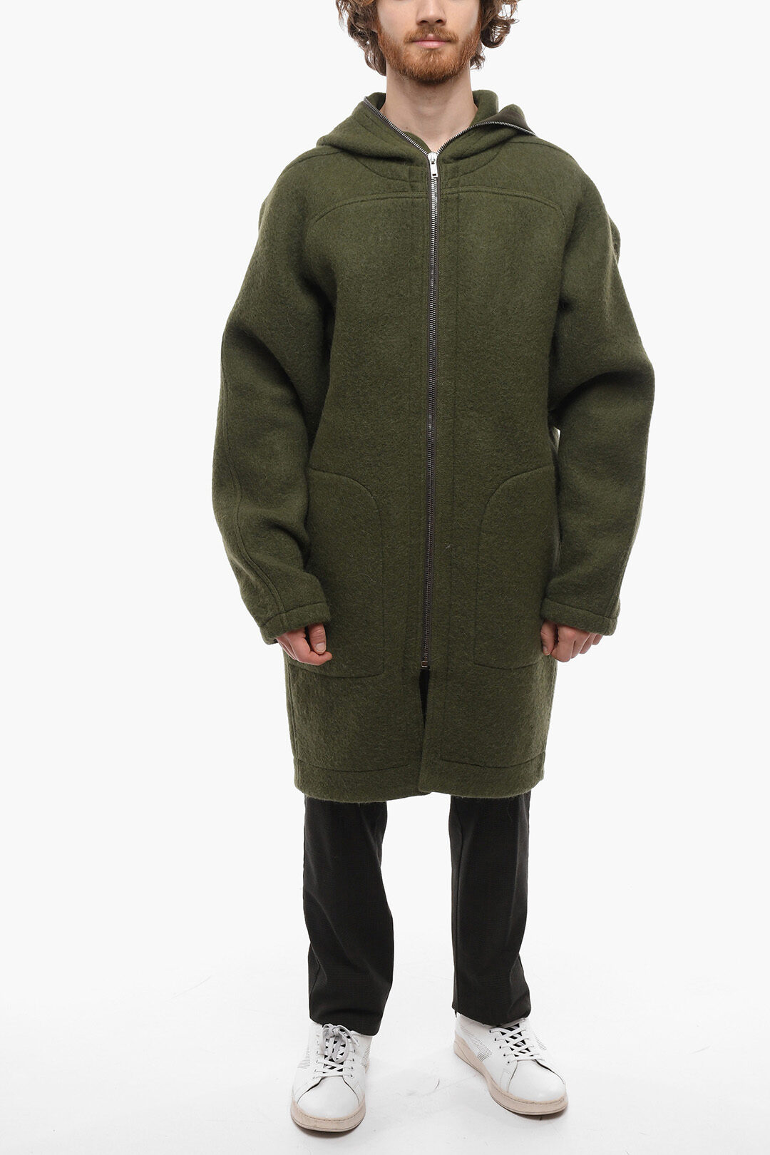Rick Owens STROBE Hooded Alpaca Blend Coat with Zip men - Glamood