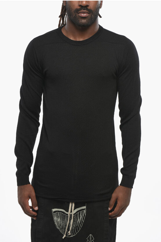 Rick Owens Strobe Virgin Wool Crew-neck Sweater In Black