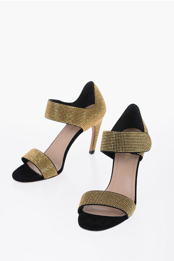 Shop Dior Studded Couture Choc Sandals Heel 9 Cm