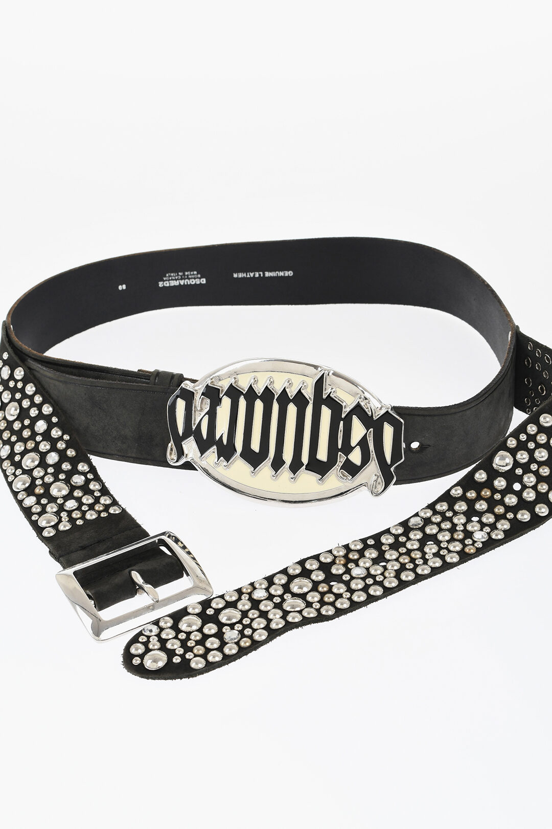 Dsquared2 Studded Leather Belt with Double Buckle 40mm women