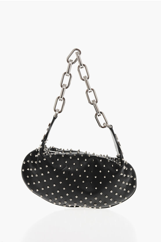 Christian Louboutin Studded Leather Hobo Bag With Chain Handle