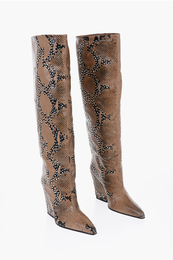 PARIS TEXAS STUDDED LEATHER JANE BOOTS 11CM