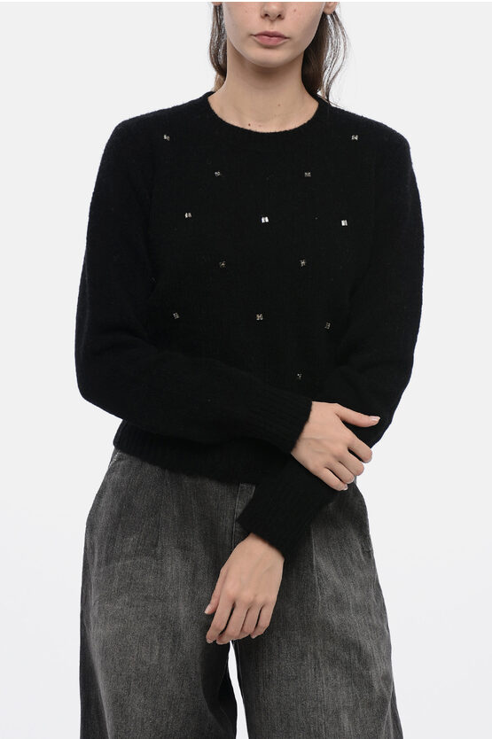 Shop Max Mara Studio Alpaca Blend Harald Sweater With Rhinestones