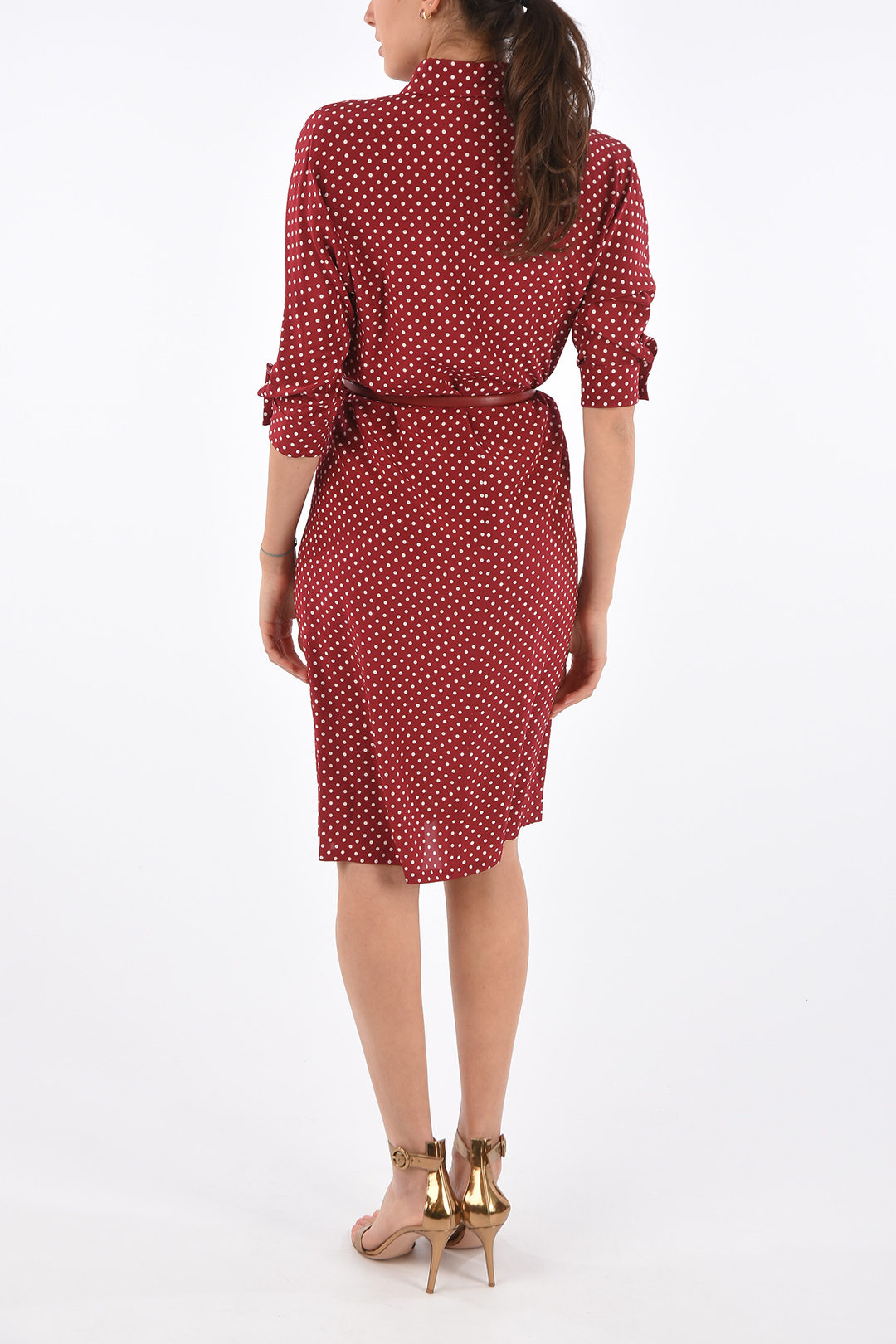 Max Mara STUDIO Polka Dot Silk GARIBO Shirtdress with Hidden