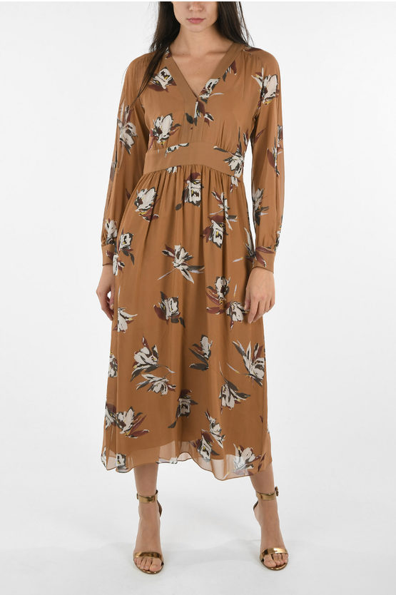 Max Mara STUDIO Silk OLEA Empire Dress With Floral Print