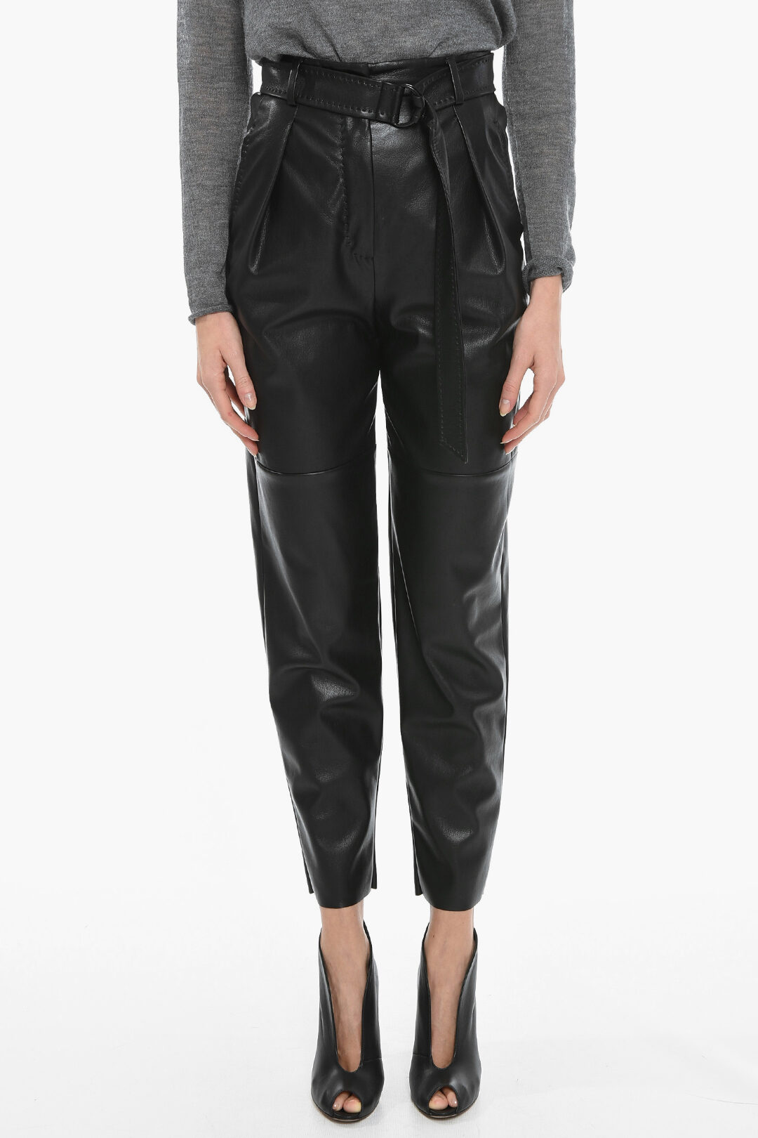 Max Mara STUDIO Singlepleated Ecoleather ARIEL Pants with Belt women