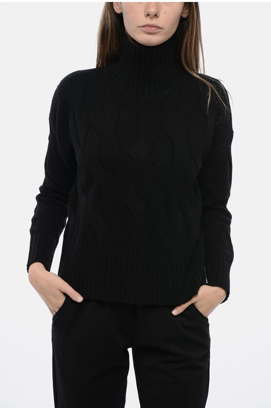 Shop Max Mara Studio Turtleneck Elgar Aran Cashmere Blend Sweater