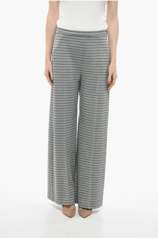 Max Mara Studio Wide-leg Lazzise Trousers With Striped Pattern In Blue