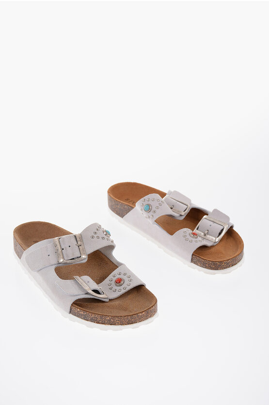 Post And Co. Suede Alaskan Sandals With Studs In Multi