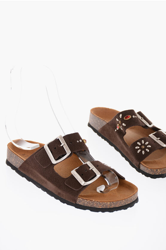 Post And Co. Suede Alaskan Sandals With Studs In Brown