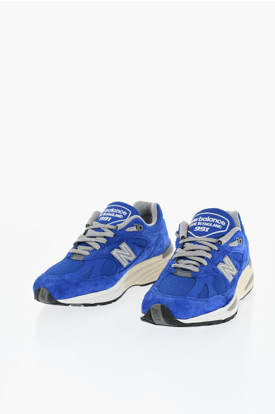 Shop New Balance Suede And Fabric 991v2 Low Top Sneakers