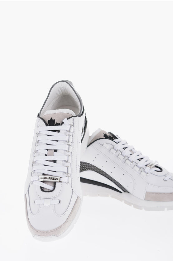 Dsquared2 Suede And Leather Low-top Sneakers With Rubber Sole In White