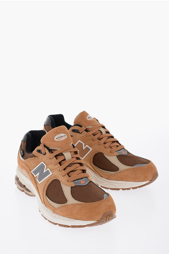 New Balance Suede And Mesh Low-top Sneakers With Patch Logo In Brown