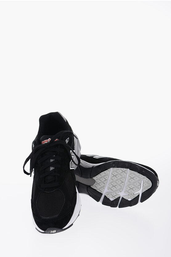 New Balance Suede And Mesh Upper 990 Low Top Sneakers In Black