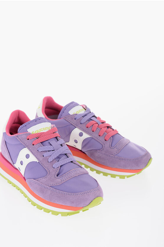 Saucony Suede And Nylon Jazz Triple Low Top Sneakers With Tricolor S In Pink