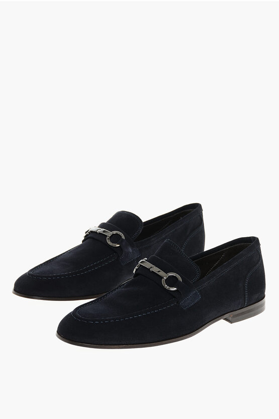 Corneliani Suede Bit Loafers With Leather Sole