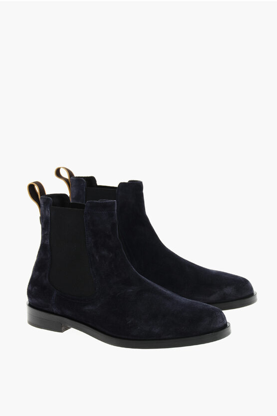 Moorer Suede Borgoni Chelsea Booties In Blue