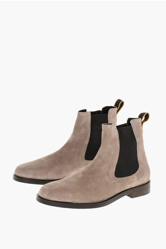 Moorer Suede Borgoni Chelsea Booties In Gray