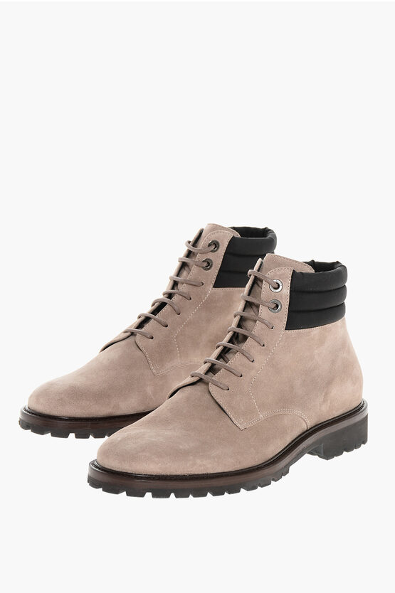 Moorer Suede Cannicci Lace-up Booties With Carrion Sole In Multi