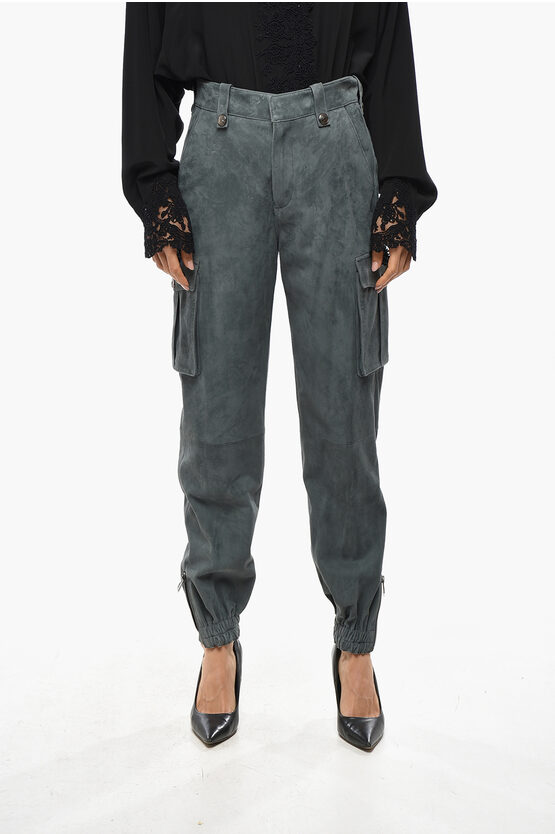 Ermanno Scervino Suede Cargo Pants With Ankle Zips