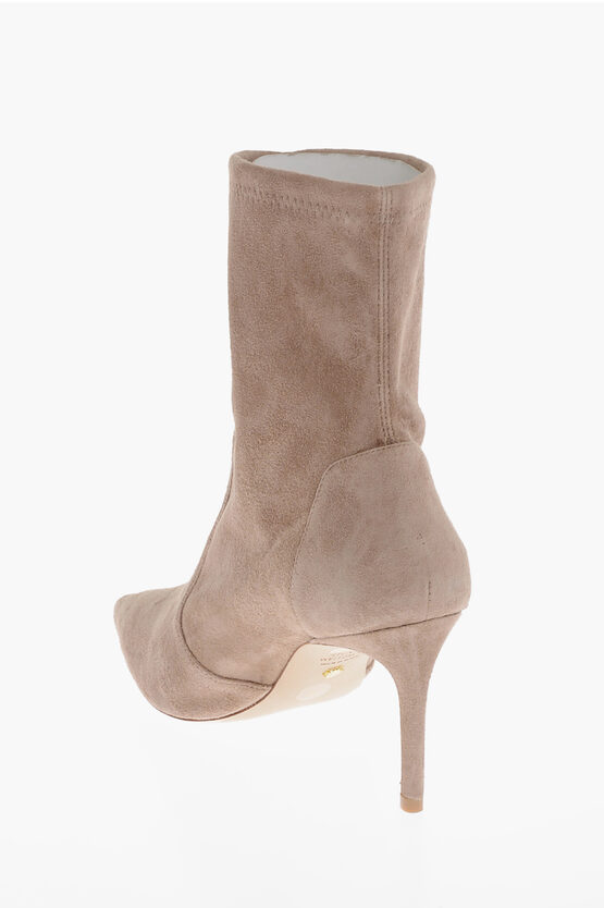 Shop Stuart Weitzman Suede Cashmere Pull-on Booties 8cm